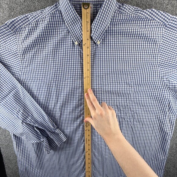 Brooks Brothers Non-Iron Cotton Check Button-Down 18.5 37 Madison Blue Shirt - Picture 4 of 13